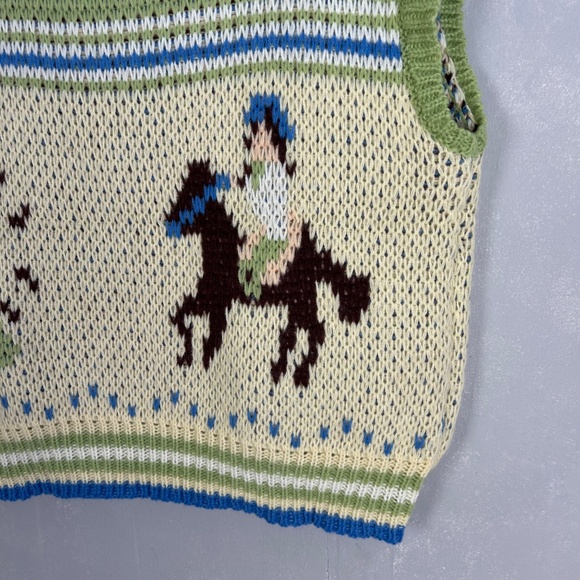 Bailey Rose size L oversized zip up vest retro knitted western cowboy green NEW - Picture 8 of 13